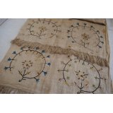 ヴィンテージ手刺繍　ヤールック　手織り布にシルク刺繍と金属刺繍　130×48cm　