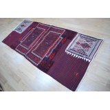 オールドキリム　絨毯、スマック、ジジム、キリムが一度に見られる織物　244×102cm