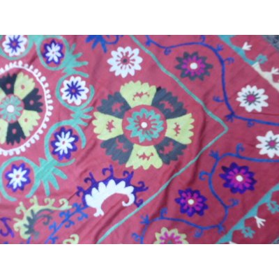 画像6: ヴィンテージ　ウズベキスタンの大きなスザーニ　コットン布にコットン糸の手刺繍　198×154cm　