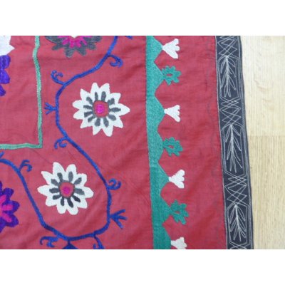 画像9: ヴィンテージ　ウズベキスタンの大きなスザーニ　コットン布にコットン糸の手刺繍　198×154cm　