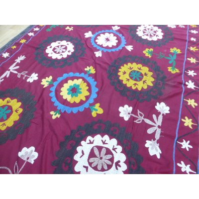 画像3: 特別価格　ヴィンテージ　ウズベキスタンの大きなスザーニ　コットン布にコットン糸の手刺繍　1974年製　205×146cm　