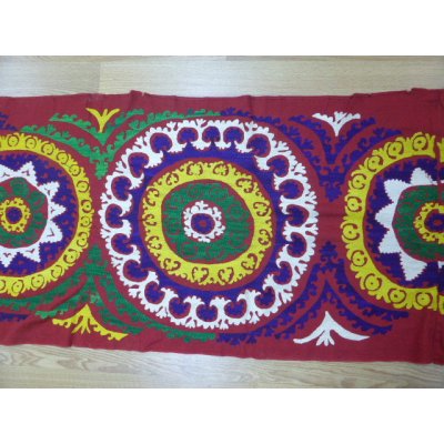 画像3: 40％off　ヴィンテージ　ウズベキスタンの大きなスザーニ　コットン布にコットン糸の手刺繍　ランナー　360 ×72cm　