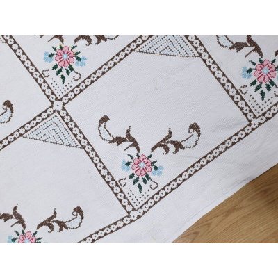 画像6: 40％off　エタミン刺繍のヴィンテージクロス　195 ×120 cm