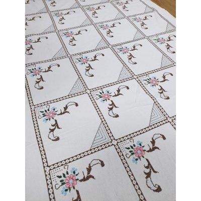 画像3: 40％off　エタミン刺繍のヴィンテージクロス　195 ×120 cm