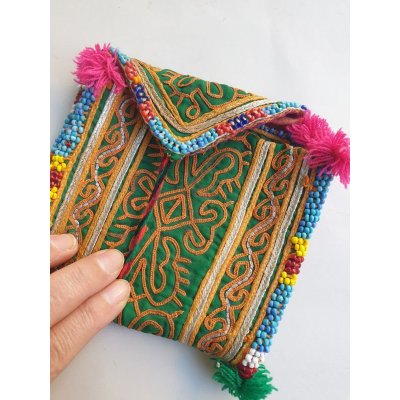 画像5: アフガニスタン〜パキスタン刺繍＆ビーズのポーチ　最大長29cm×幅15cm