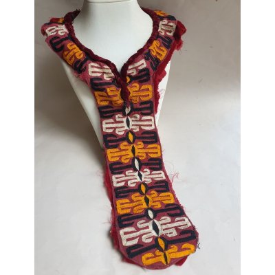 画像1: ヴィンテージ　トルクメニスタンの刺繍の襟飾り　手刺繍　全体の長さ50cm、直線部分の幅9cm　　