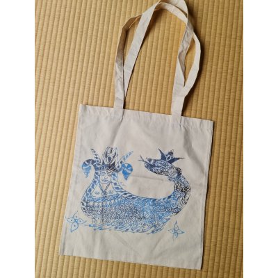 画像1: 《日本国内から発送》木版バスクのエコパック　コットン布　守り神シャフメラン　約35x30cm