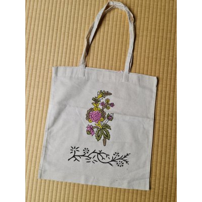 画像1: 《日本国内から発送》木版バスクのエコパック　コットン布　　約35x30cm