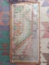 ヴィンテージ品　絨毯織りのための手描き織り図　表裏両面　資料　インテリアとして　41.5×20cm