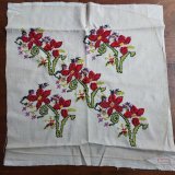オールド刺繍　花柄のクッションカバー　45×45cm
