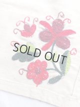 オールド刺繍　小さなお花の刺繍のクロス　プリントタグ付き　36×36cm