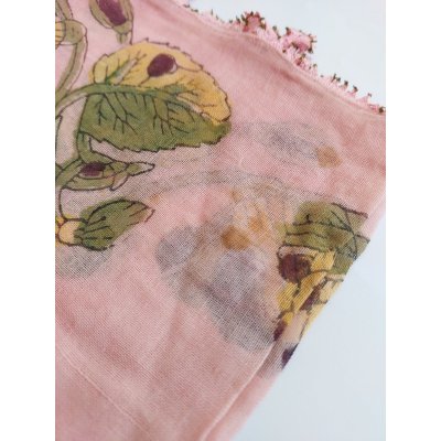 画像3: マニサの伝統のシルクのイーネオヤ　立体の花モチーフ　絹糸　ブロックプリントのヤズマ　75×75cm
