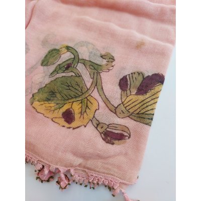 画像4: マニサの伝統のシルクのイーネオヤ　立体の花モチーフ　絹糸　ブロックプリントのヤズマ　75×75cm