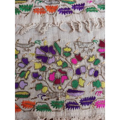 画像3: コレクション　ヤールック　オスマンル刺繍　手織り布にシルクと金属リボン刺繍　裏表なしのテクニック　ゲミリックのクムラ　110×50cm