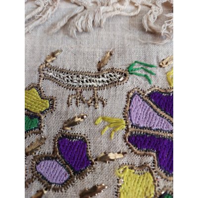画像5: コレクション　ヤールック　オスマンル刺繍　手織り布にシルクと金属リボン刺繍　裏表なしのテクニック　ゲミリックのクムラ　110×50cm