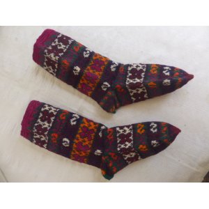 画像: ヴィンテージ　トルコ伝統の手編みウール靴下　24.5cm