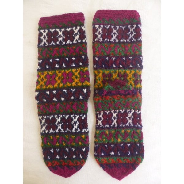画像2: ヴィンテージ　トルコ伝統の手編みウール靴下　26.5cm (2)