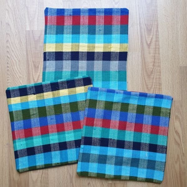 画像2: 手織り布のクッションカバー３点セット　コットン×コットン (2)