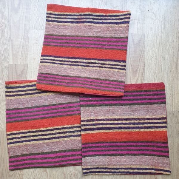 画像3: 手織り布のクッションカバー３点セット　コットン×ウール (3)
