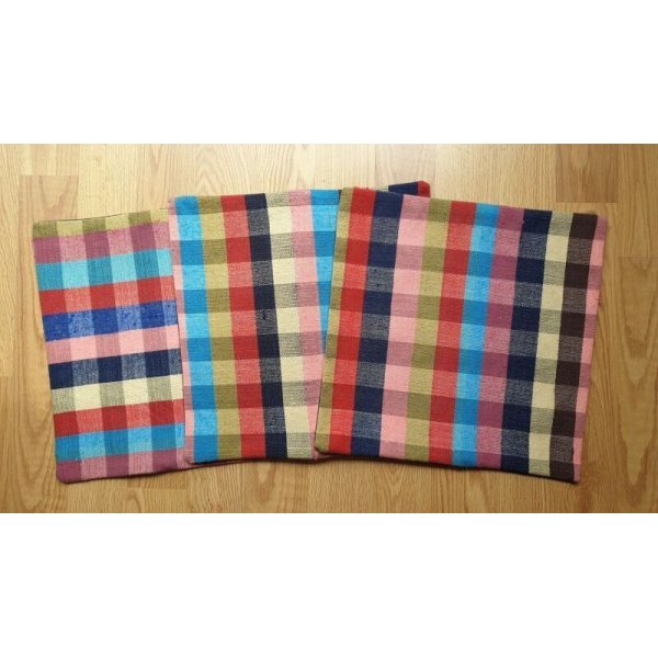 画像1: 手織り布のクッションカバー３点セット　コットン×コットン (1)