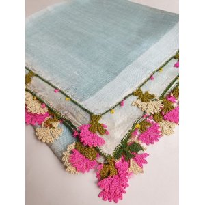 画像: ブルサのシルク糸とクレープのイーネオヤスカーフ　平面バラの花とナザル