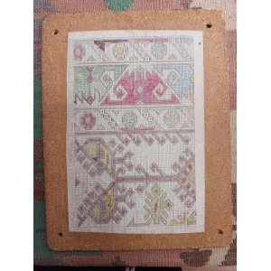 画像: ヴィンテージ品　絨毯織りのための手描き織り図　表裏両面　資料　インテリアとして　32×25cm