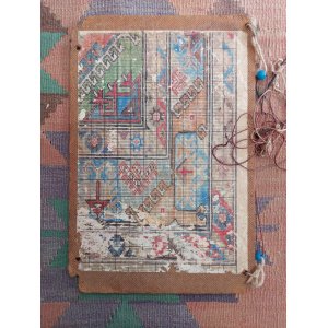 画像: ヴィンテージ品　絨毯織りのための手描き織り図　表裏両面　資料　インテリアとして　33×20cm