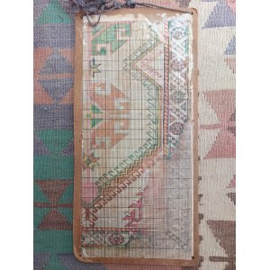 画像: ヴィンテージ品　絨毯織りのための手描き織り図　表裏両面　資料　インテリアとして　41.5×20cm