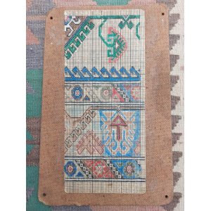 画像: ヴィンテージ品　絨毯織りのための手描き織り図　表裏両面　資料　インテリアとして　33×22cm