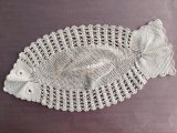 画像: ヴィンテージレース　かぎ針で作られたコットン素材のレース編み　約39×21cm　多少のシミあり