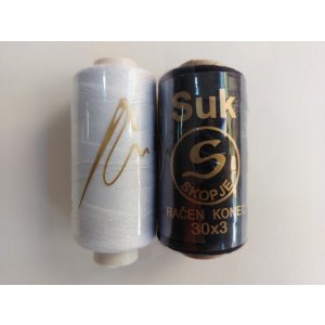 画像: 北マケドニアの手芸店で見つけたポリエステル糸（手針用）　黒と白の2色セット　25g×2個　