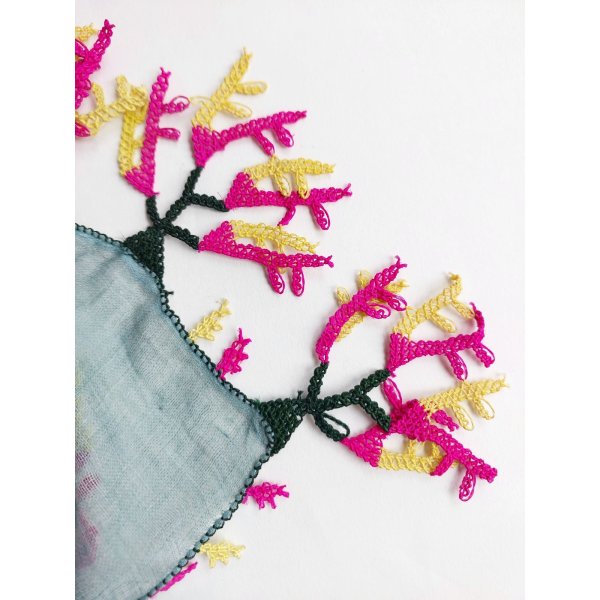 画像2: 【コレクションピース】イズニック　ムシュクレ村の伝統の巨大な平面のイーネオヤ　シルク糸　 (2)